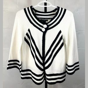 Willi Smith Knit Cardigan Size S Black & White